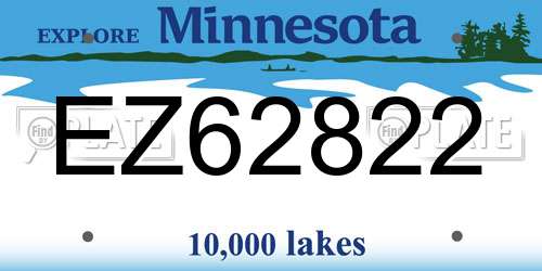 EZ62822 Minnesota License Plate