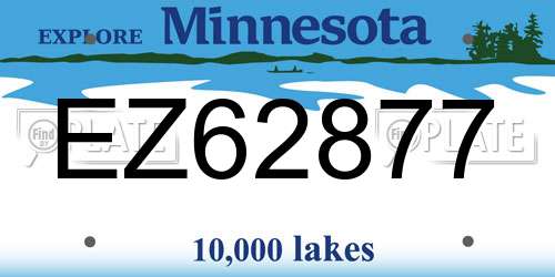 EZ62877 Minnesota License Plate