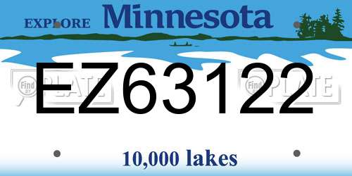 EZ63122 Minnesota License Plate
