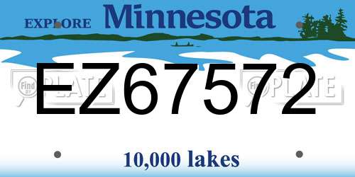 EZ67572 Minnesota License Plate