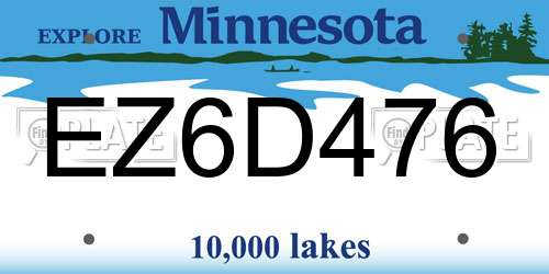 EZ6D476 Minnesota License Plate