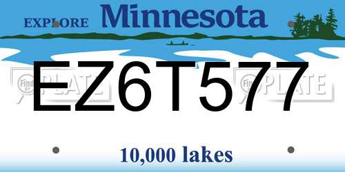 EZ6T577 Minnesota License Plate