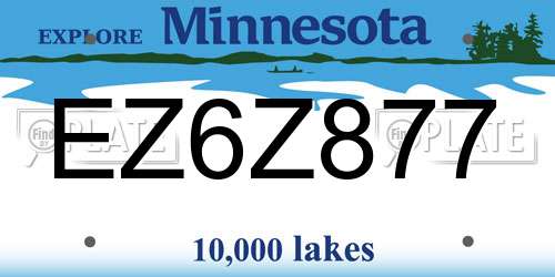 EZ6Z877 Minnesota License Plate