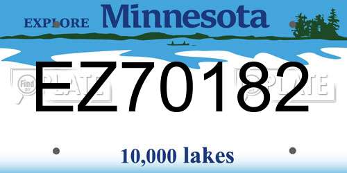 EZ70182 Minnesota License Plate