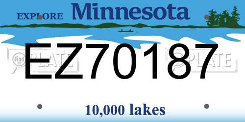 EZ70187 Minnesota License Plate