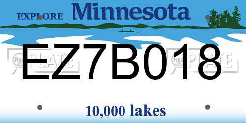 EZ7B018 Minnesota License Plate