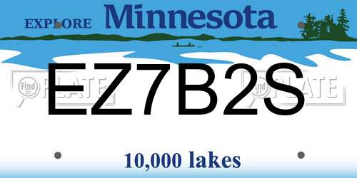 EZ7B2S Minnesota License Plate