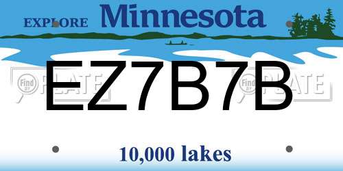 EZ7B7B Minnesota License Plate