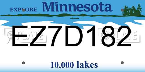 EZ7D182 Minnesota License Plate
