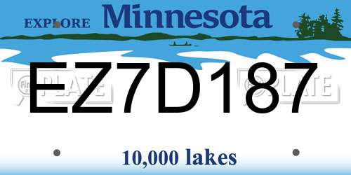 EZ7D187 Minnesota License Plate