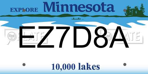 EZ7D8A Minnesota License Plate