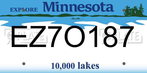 EZ7O187 Minnesota License Plate