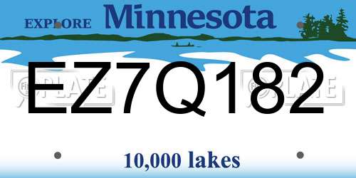 EZ7Q182 Minnesota License Plate