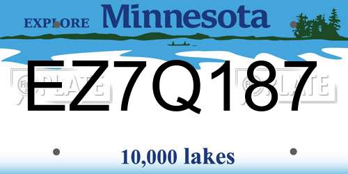 EZ7Q187 Minnesota License Plate