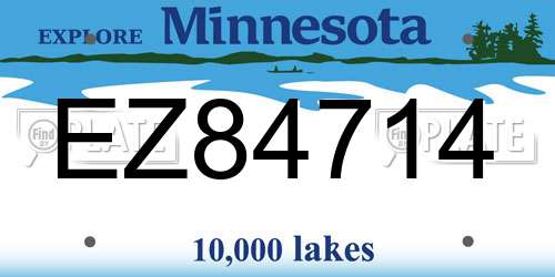 EZ84714 Minnesota License Plate