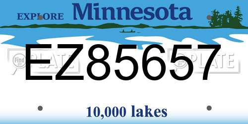 EZ85657 Minnesota License Plate
