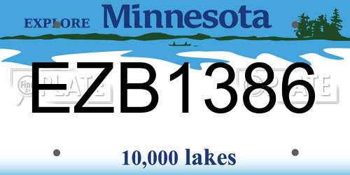 EZB1386 Minnesota License Plate