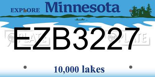EZB3227 Minnesota License Plate