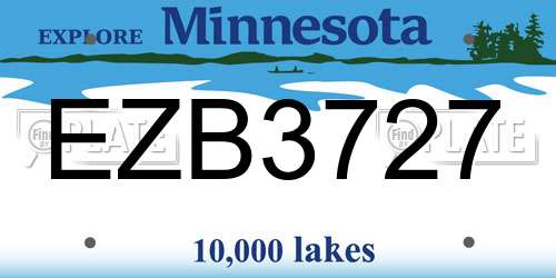 EZB3727 Minnesota License Plate