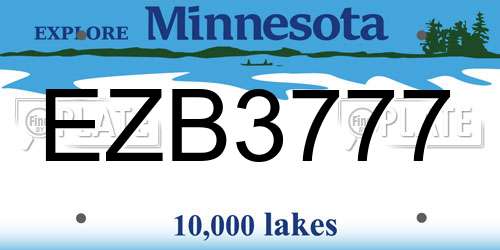 EZB3777 Minnesota License Plate