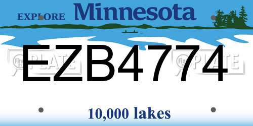 EZB4774 Minnesota License Plate