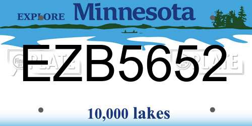 EZB5652 Minnesota License Plate