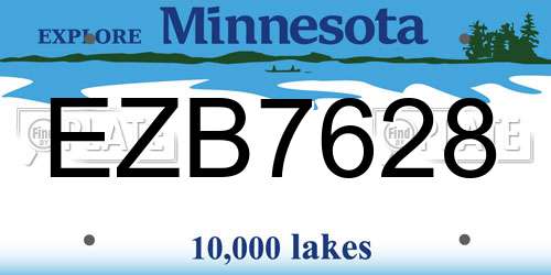 EZB7628 Minnesota License Plate
