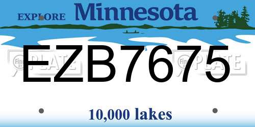 EZB7675 Minnesota License Plate
