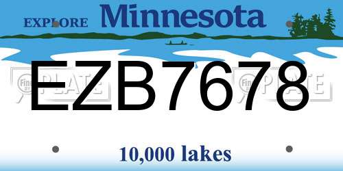 EZB7678 Minnesota License Plate