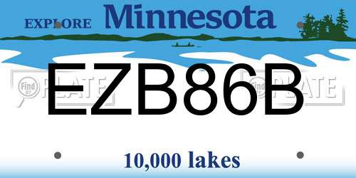 EZB86B Minnesota License Plate