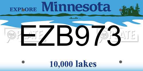 EZB973 Minnesota License Plate