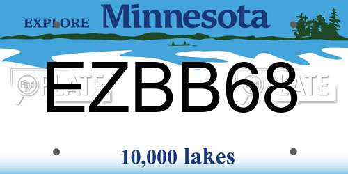 EZBB68 Minnesota License Plate