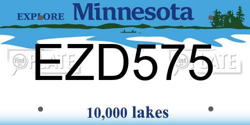 EZD575 Minnesota License Plate