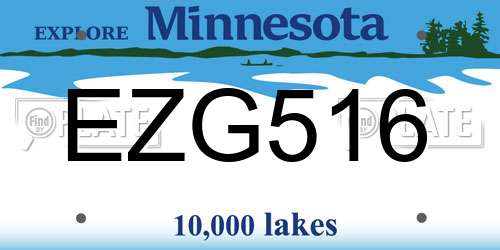 EZG516 Minnesota License Plate