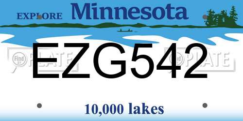 EZG542 Minnesota License Plate