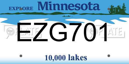 EZG701 Minnesota License Plate