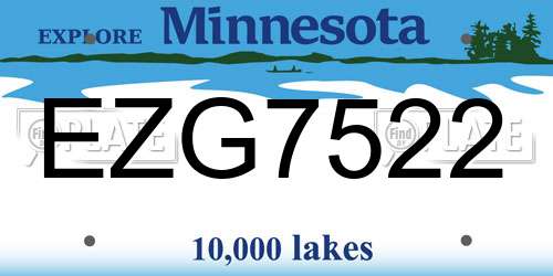 EZG7522 Minnesota License Plate