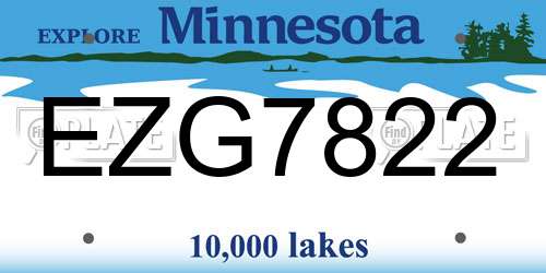 EZG7822 Minnesota License Plate