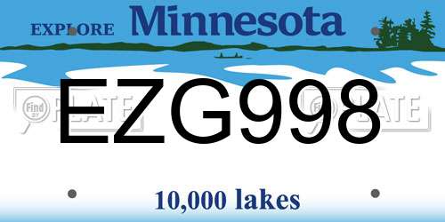 EZG998 Minnesota License Plate