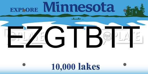 EZGTBTT Minnesota License Plate