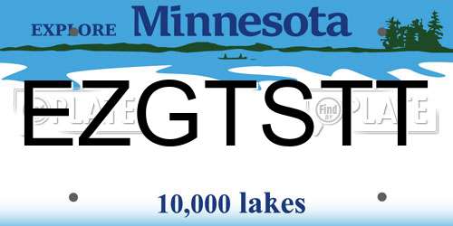 EZGTSTT Minnesota License Plate