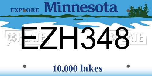 EZH348 Minnesota License Plate