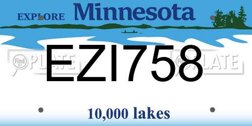 EZI758 Minnesota License Plate