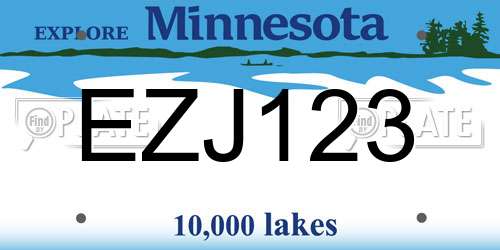 EZJ123 Minnesota License Plate