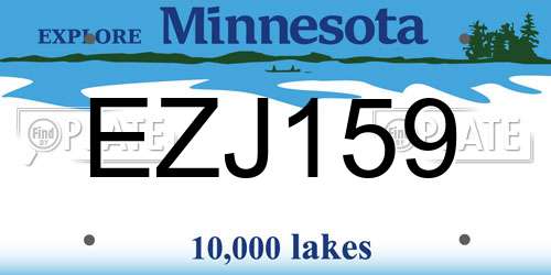 EZJ159 Minnesota License Plate