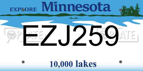 EZJ259 Minnesota License Plate