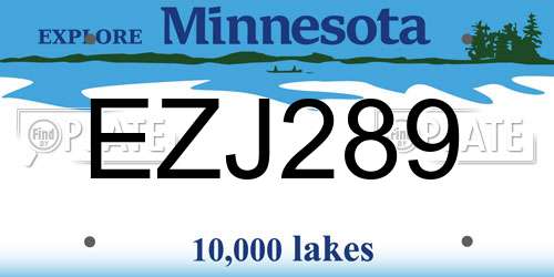 EZJ289 Minnesota License Plate