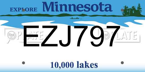 EZJ797 Minnesota License Plate