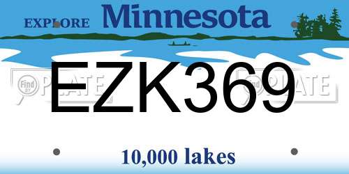 EZK369 Minnesota License Plate