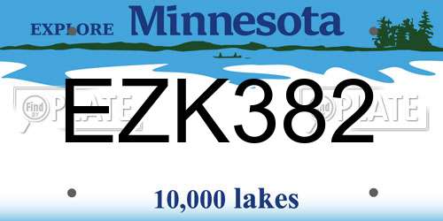 EZK382 Minnesota License Plate